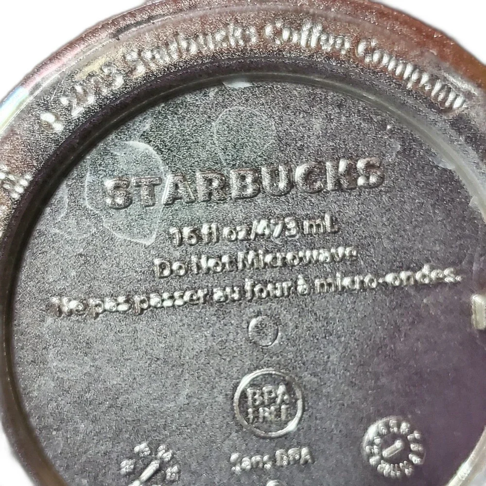 16oz Starbucks Textured Silver Plastic Travel Tumbler